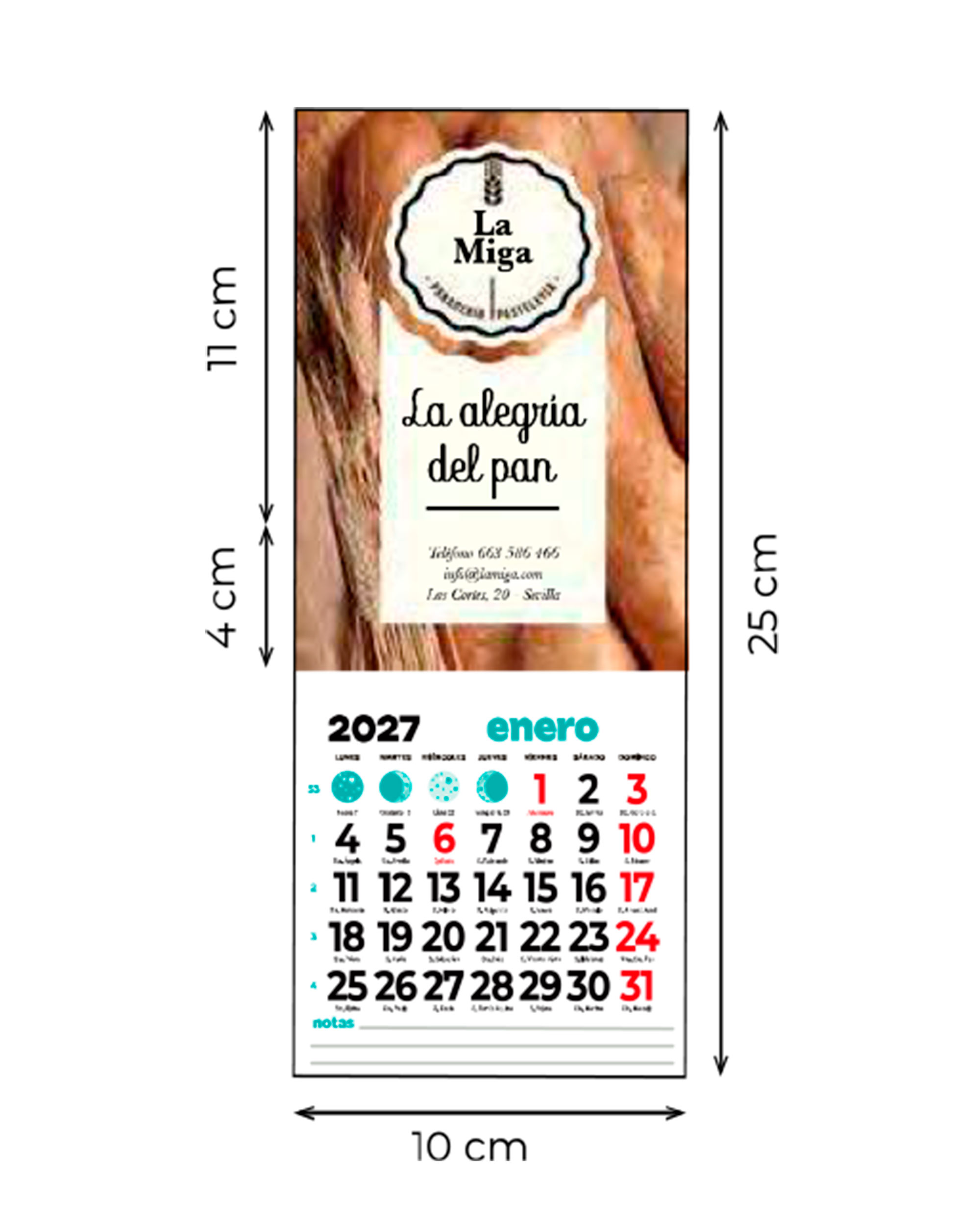 Calendario imán para nevera personalizado 10x25 cm con impresión a todo color ideal para publicidad y empresas
